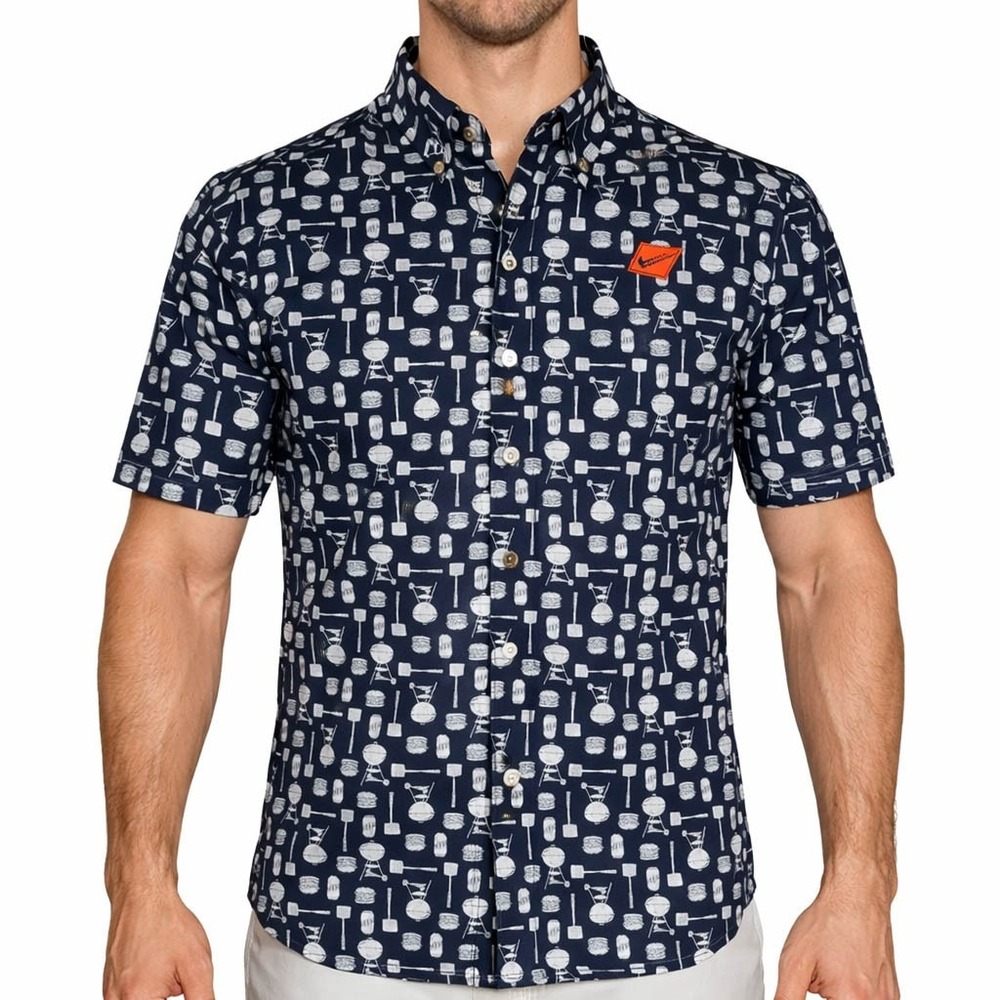 St. John's Bay Shirt Small Navy Grills Print Barbecue NWT